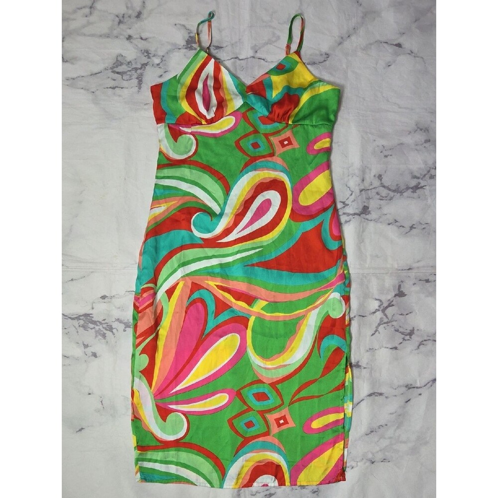 Emily Wonder Vibrant Multicolor Midi Slip Dress